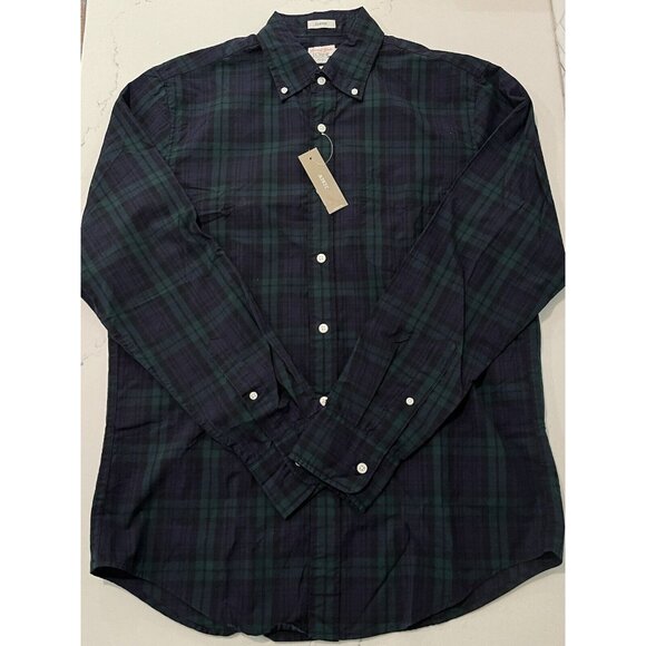 NWT J.CREW Blue Green Plaid Button Down Secret Wash Poplin Shirt Mens Sz S $90 - Picture 1 of 10